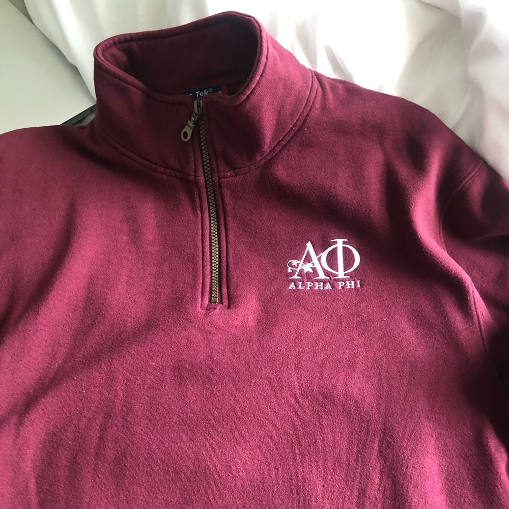 Burgundy alpha phi quarter zip sweatshirt